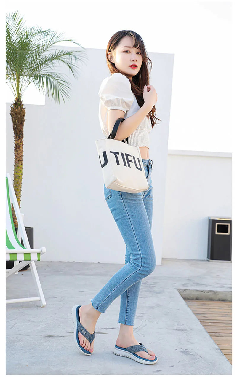 Summer Shoes Women Beach Slippers Fashion Holiday Slippers Flip Flops Thick Sole Soft Casual Ladies Footwear Big Size A3425