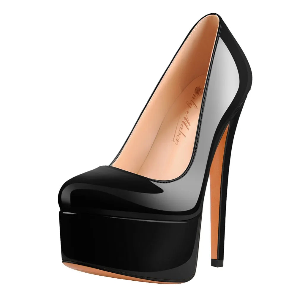 Onlymaker Women Platform Super Stiletto High Heels Pumps Round Toe Slip On Wedding Party Big Size Fashion Shoes