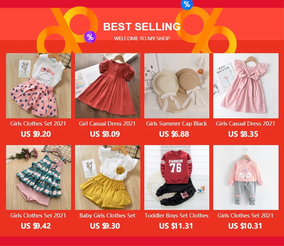 Girls Clothing Sets Brand New Summer New Kids Flower Print Vest Top with Casual Short Pant 2PCS Girl Suit Clothing 3-7 Y