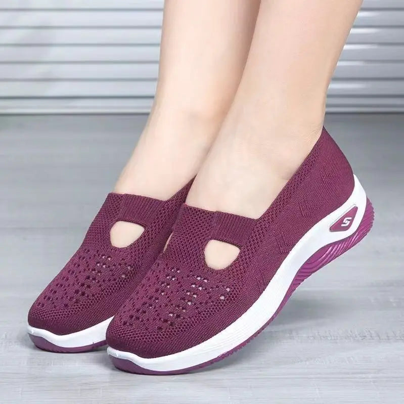 Hongyan New Versatile Lightweight Fly Woven Women Shoes Breathable Foam Casual Running Shoes