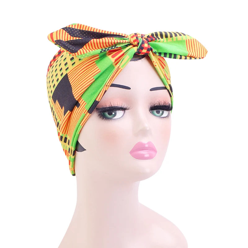 African Print Stretch Bandana Head Wrap Long Scarf Satin Floral Ankara Dashiki Women Party Turban Headwear Cap Hair Accessories