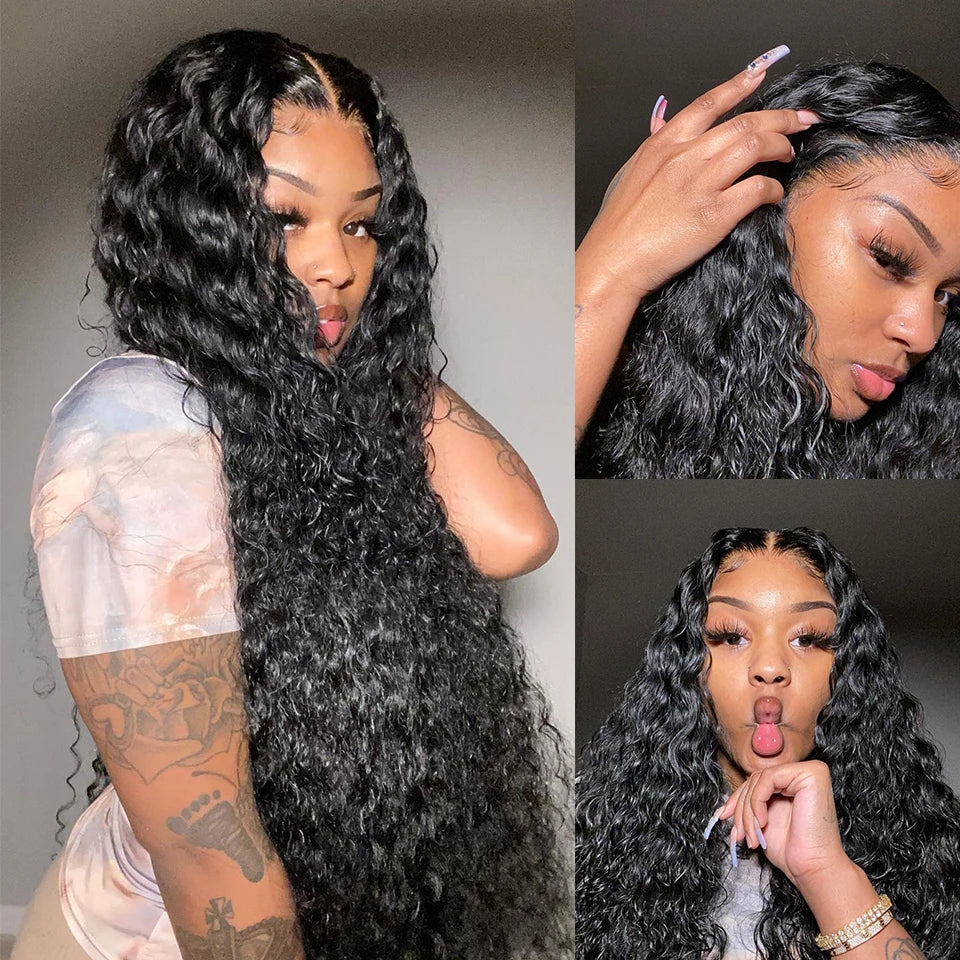Malaysian Water Wave Bundles With Closure Wet and Wavy Curly Human Hair Bundles With Frontal Virgin Human Hair Weave Extensions