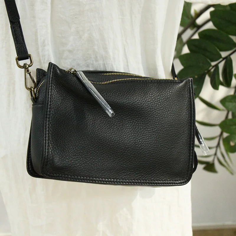 Brand Designer Handbags Small Women Bag Genuine Leather Flap Shoulder Bag Casual Three-layer zipper Ladies Crossbody Bags Female