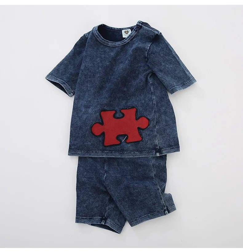 Baby boy summer fashion clothes set toddler kids shorts sets cotton denim outfit sets short sleeve t-shirt top pants casual wear