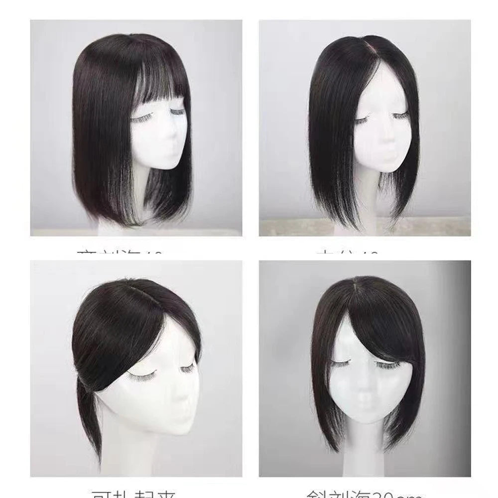 6X6inch Real Human Hair Topper for Women Virgin European Hair Toupee with Clips In Natural Hairline Scalp Base Fine Hairpiece