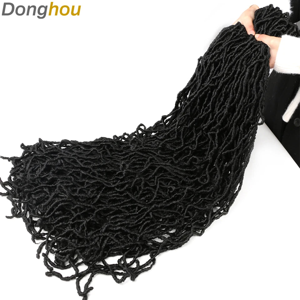 Long Goddess Faux Locks Crochet Braids Brown Blue 1B 30 350 Soft Locs Braiding Hair Synthetic Faux Locs Crochet Hair Extensions