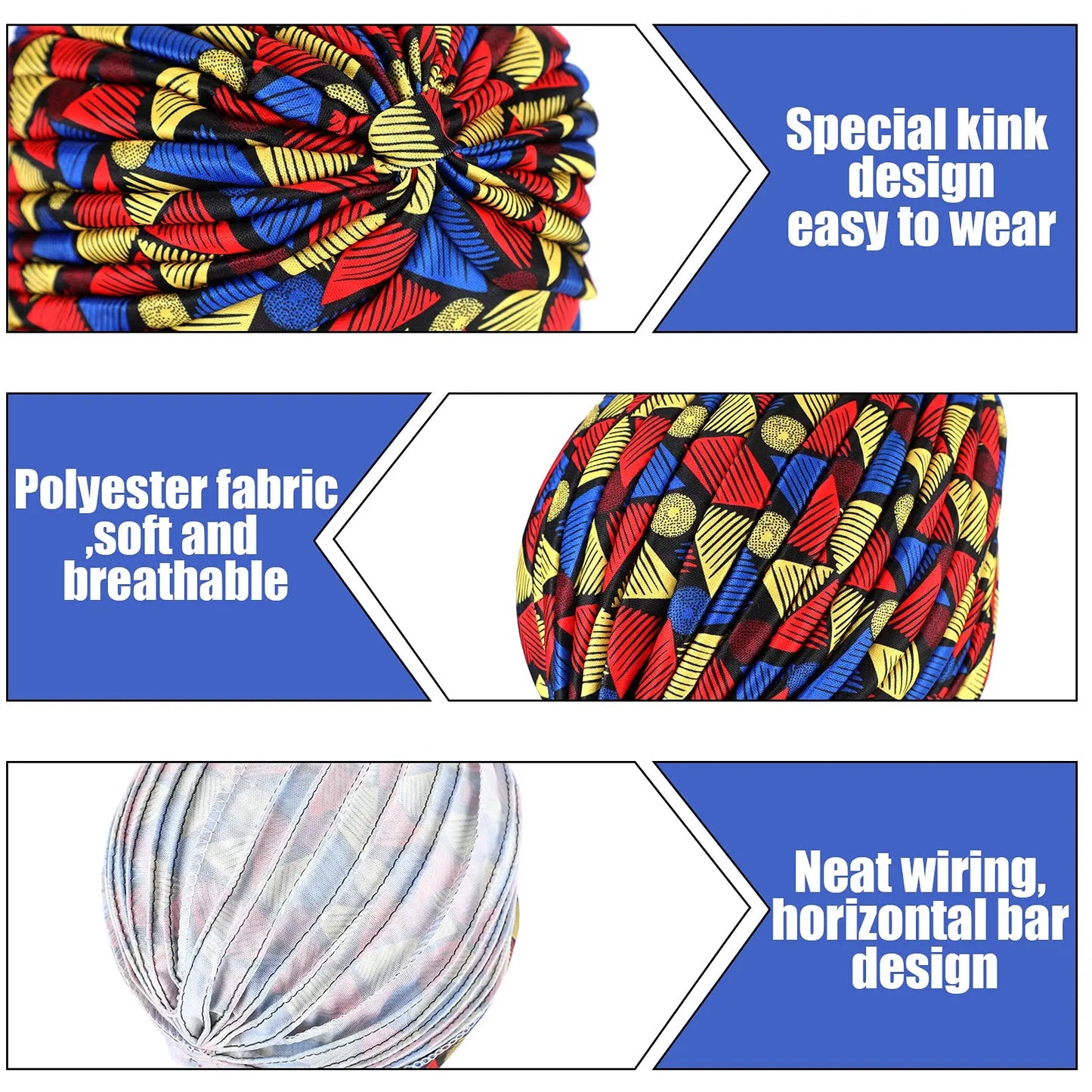 2022 New Print African Headtie Turban Cap Soft Stretch Twisted Pleated Beanie Head Wrap for Women Chemo Bonnet