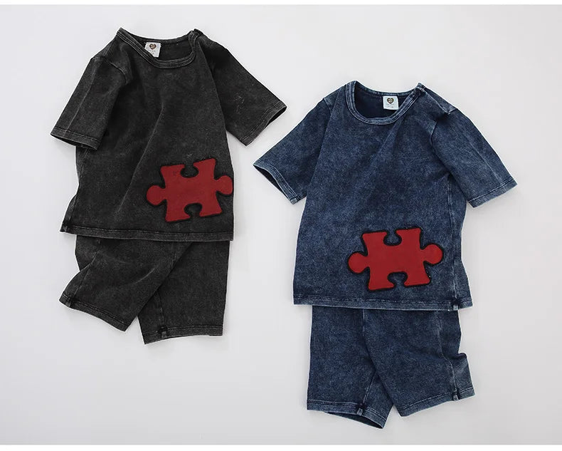 Baby boy summer fashion clothes set toddler kids shorts sets cotton denim outfit sets short sleeve t-shirt top pants casual wear