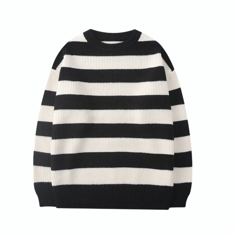 Harajuku Streetwear Striped Sweater Men Women Vintage Knitted Sweater Pullovers Tate Langdon Sweater Same Style WE375