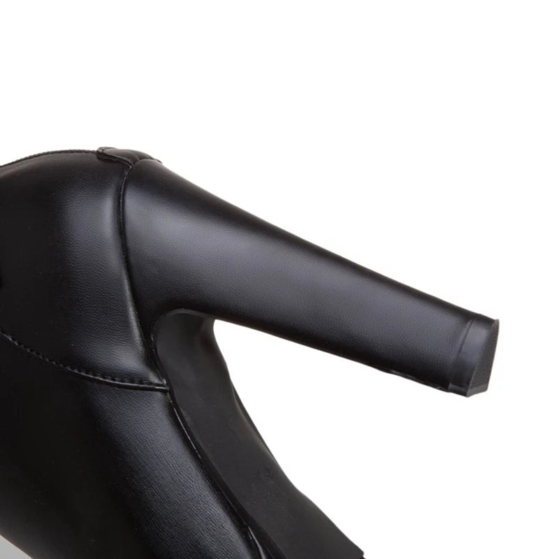 REAVE CAT Size 34-50 Ladies Platform Ankle Boots Party Office Women Fashion 12CM Thick High Heels Buckle Shoes F1484