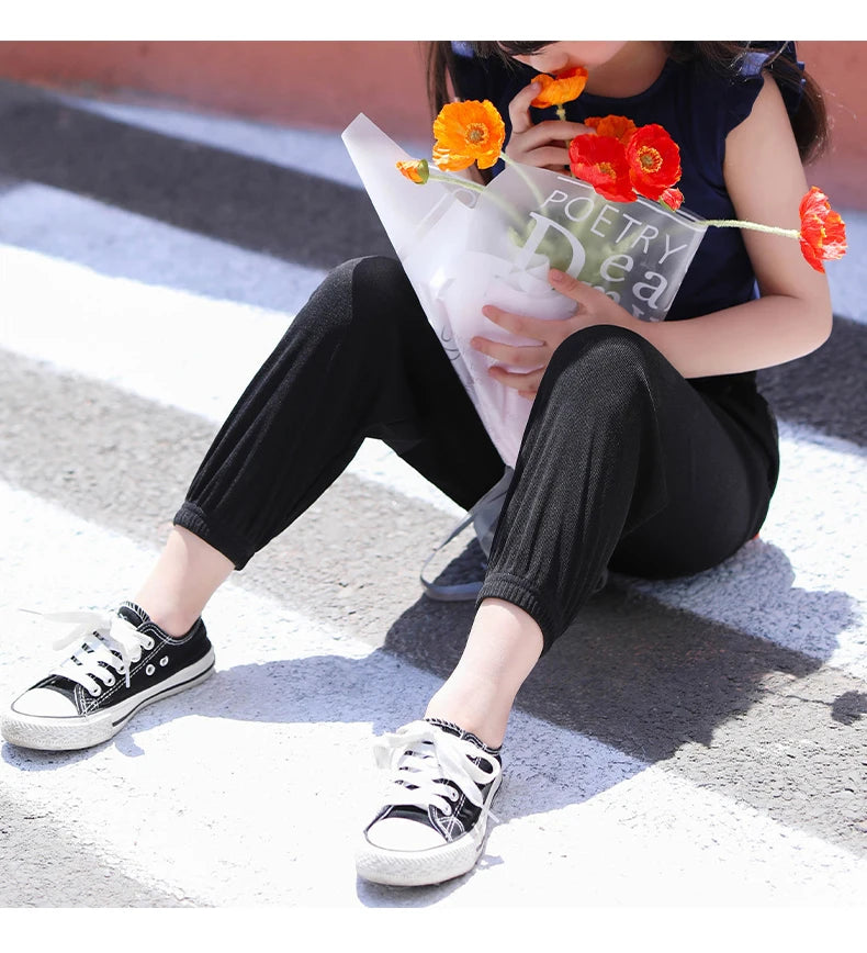 Kids Clothes for Teen Girls Pink Pants 2 To 12 Year Fashion 2022 Summer Green Casual Wide Leg Pants Children Loose Cool Trousers