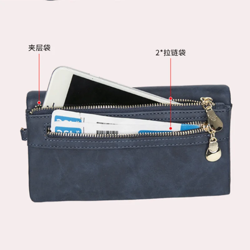 PUOU 2026 Fashion Zipper Purses Women's Wallets Envelop Long Wallet Women Long Section Clutch Wallet Soft PU Leather Money Bag