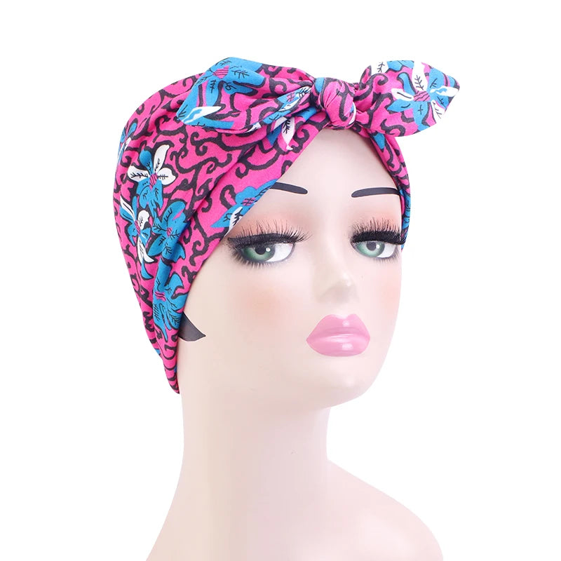 African Print Stretch Bandana Head Wrap Long Scarf Satin Floral Ankara Dashiki Women Party Turban Headwear Cap Hair Accessories