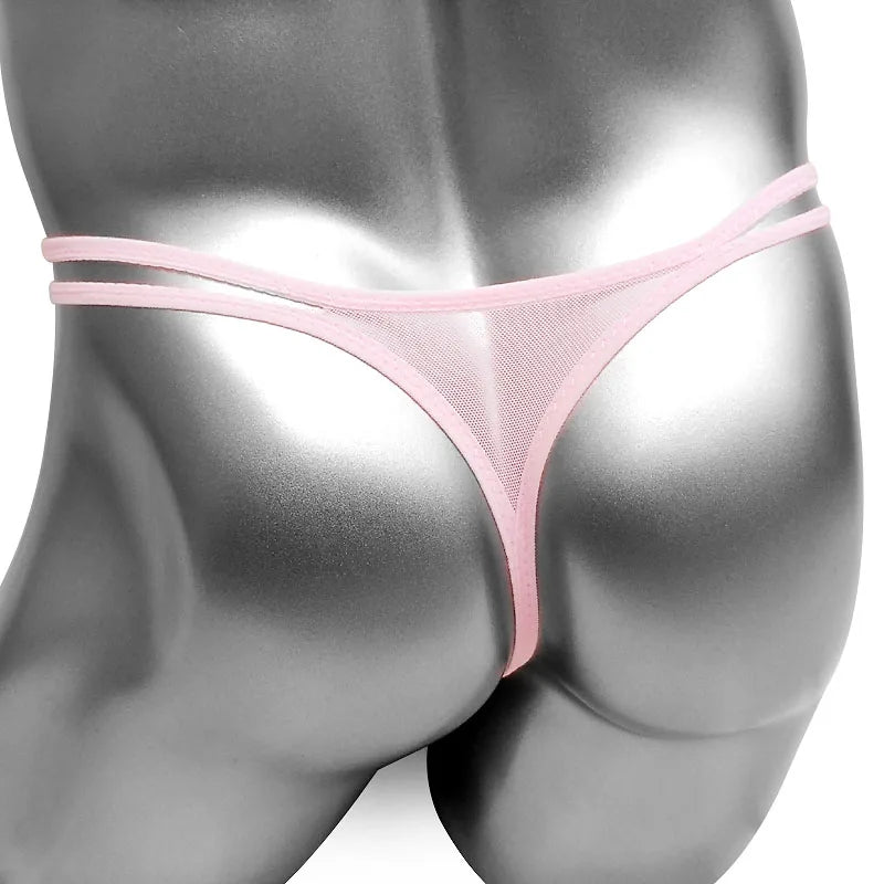 Hot Men Lingerie G-String Bikini Underwear with Penis Holes Gay Male Thong Cute Lace Sissy Panties Underpants