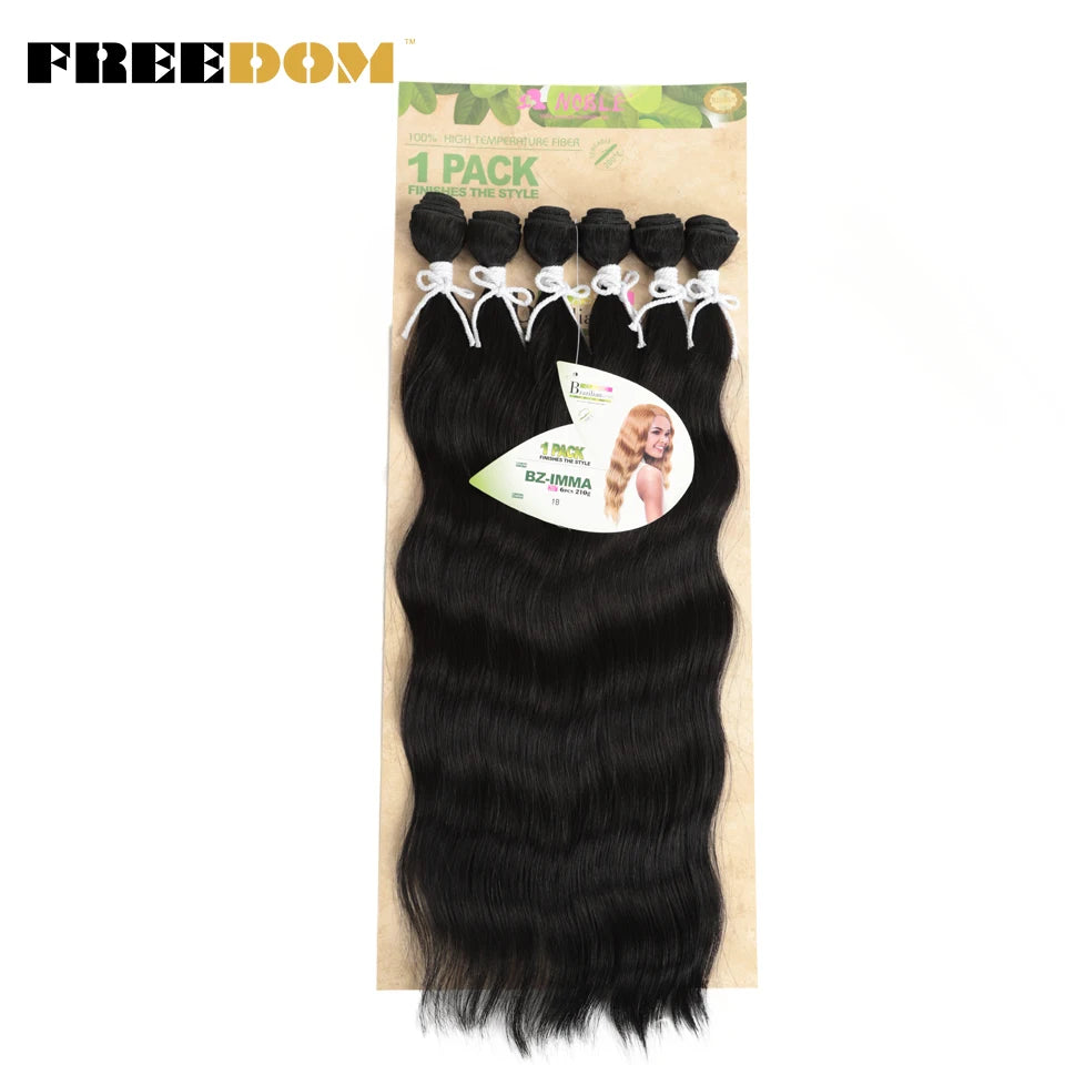 FREEDOM Synthetic Water Wave Hair Bundles 20 inch Synthetic Hair Extensions Ombre Blonde Brown Hair Weave Bundles 6Pcs/Pack