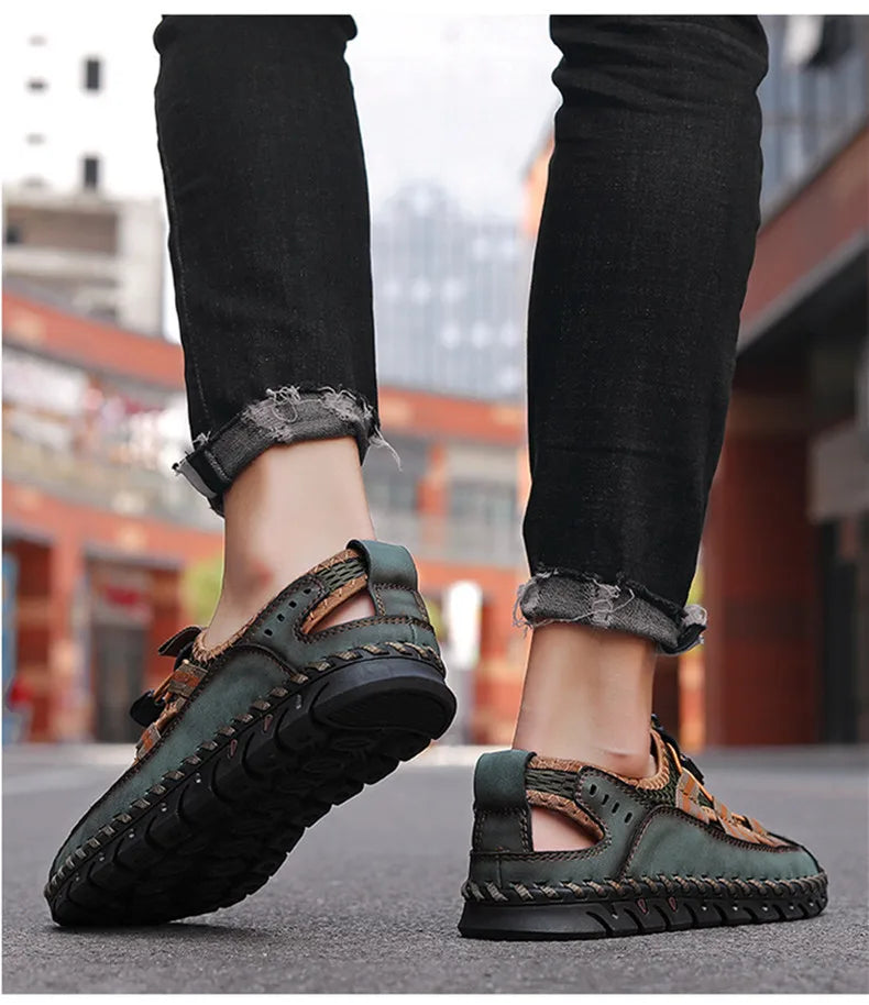Hot Sale Summer Men's Sandals Outdoor Non-slip Men's Beach Sandals Handmade Genuine Leather Men's Shoes Fashion Men Sneakers