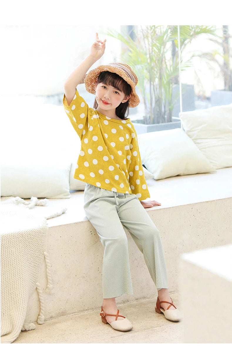Kids Clothes for Teen Girls Pink Pants 2 To 12 Year Fashion 2022 Summer Green Casual Wide Leg Pants Children Loose Cool Trousers