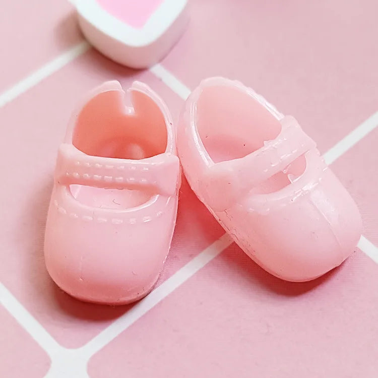 New 1/8 Doll Accessories 2.5CM Doll Shoes Fashionable and Cute Bow Pattern Flat Shoes for 16cm Doll Body PVC Shoes