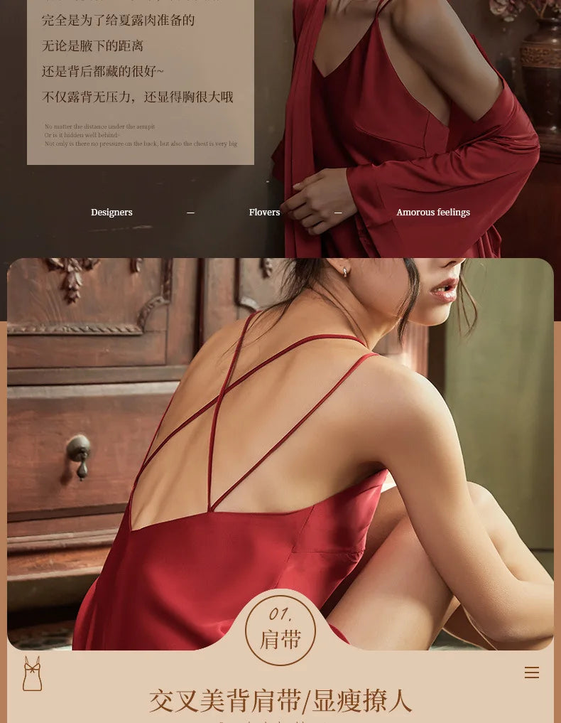 Nightgowns Women Soft V-neck Satin Sleeveless Sleepshirts Summer Sexy Sleepwear Lingerie Korean Style Fashion Nightdress Female