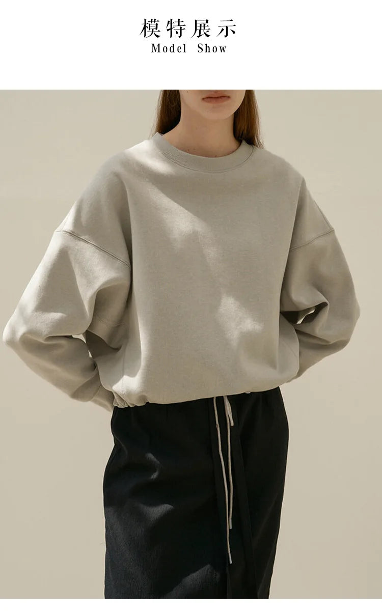 100% Cotton Women's Drawstring Sweatshirt Autumn New Casual Solid Long Sleeved Korean Fashion Streetwear Female Pullover