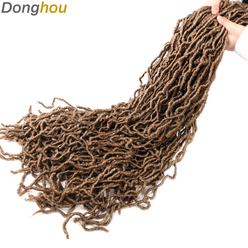 Long Goddess Faux Locks Crochet Braids Brown Blue 1B 30 350 Soft Locs Braiding Hair Synthetic Faux Locs Crochet Hair Extensions