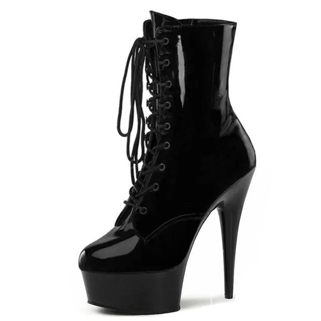 Fashion sexy knight women 8 inch high heels open toe khaki 15-20cm model pole dancing ankle boots