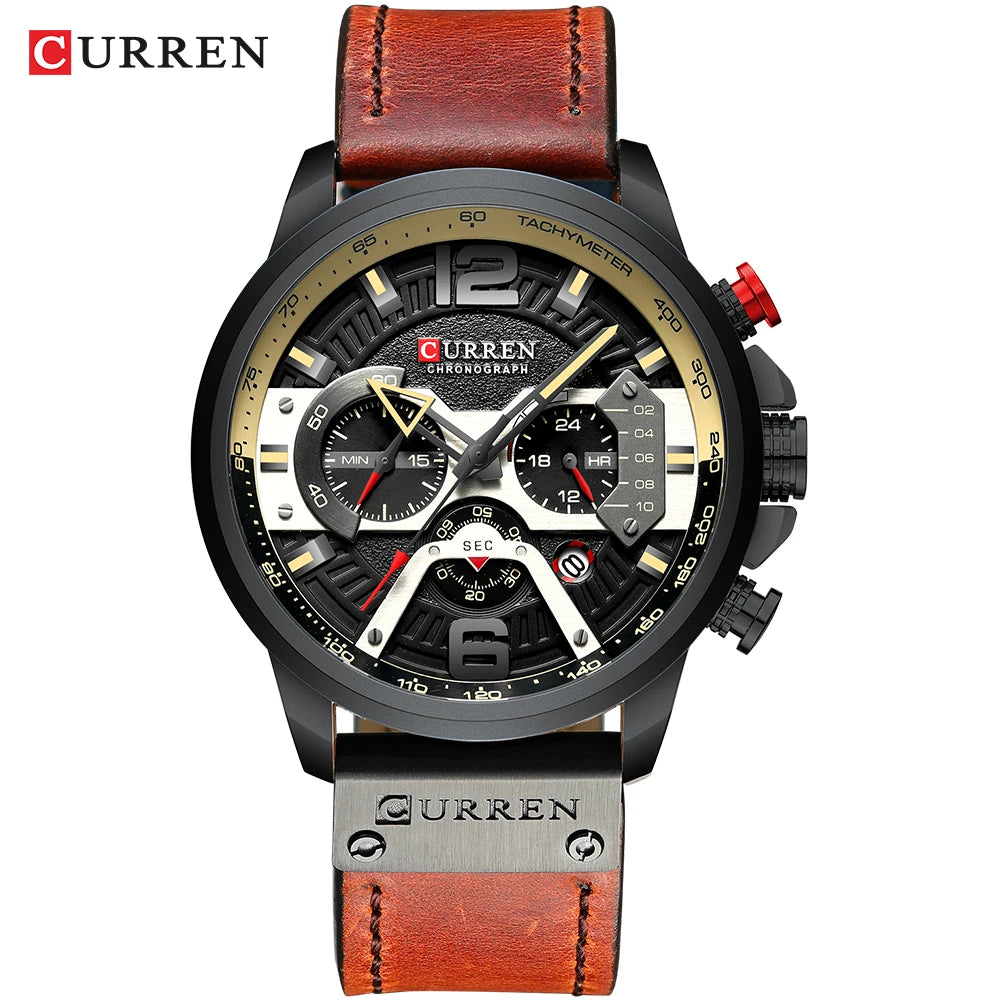 CURREN New Men's Casual Sports Chronograph Blue Top Brand Luxury Military Leather Watch Calendar Clock Relogio Masculino