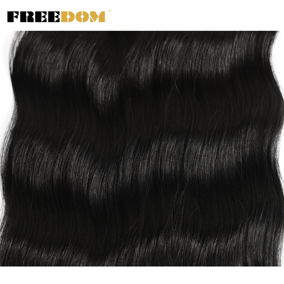 FREEDOM Synthetic Water Wave Hair Bundles 20 inch Synthetic Hair Extensions Ombre Blonde Brown Hair Weave Bundles 6Pcs/Pack