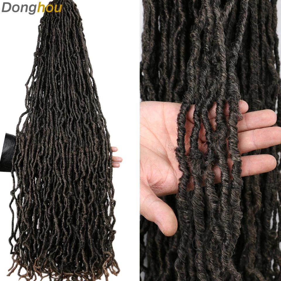 Long Goddess Faux Locks Crochet Braids Brown Blue 1B 30 350 Soft Locs Braiding Hair Synthetic Faux Locs Crochet Hair Extensions