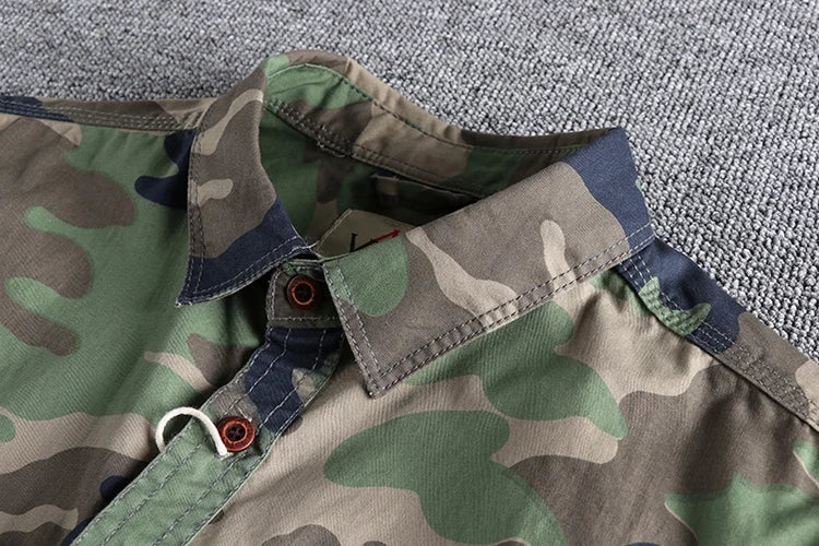 [24hour Fast Shipping] Men Camouflage Cargo Shirts High Quality Durable Outdoor Hiking Sport Daily American Style Casual Camicia