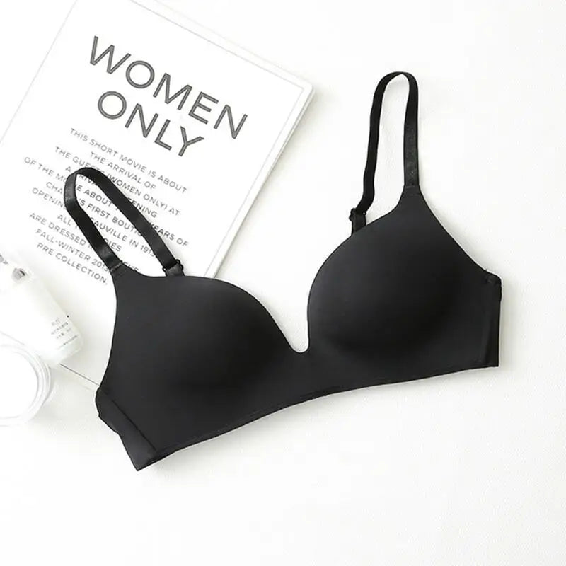 Thin Triangular Cup Bra Adjustable Shoulder Strap Gather Brassiere Wireless Anti-glare Bralette Seamless Sleeping Women Lingerie