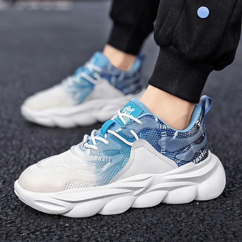New Men's Breathable Mesh Sports Shoes Thick Sole Sports Shoes Men's Casual Running Shoes