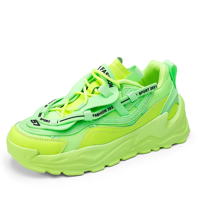 Fashion Men & Women Casual Platform White Breathable Mesh Anti-Slip Sneakers Running Shoes Autumn Winter Trend