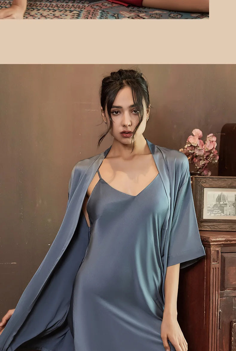Nightgowns Women Soft V-neck Satin Sleeveless Sleepshirts Summer Sexy Sleepwear Lingerie Korean Style Fashion Nightdress Female