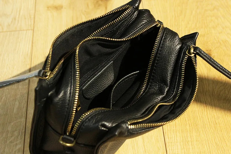 Brand Designer Handbags Small Women Bag Genuine Leather Flap Shoulder Bag Casual Three-layer zipper Ladies Crossbody Bags Female