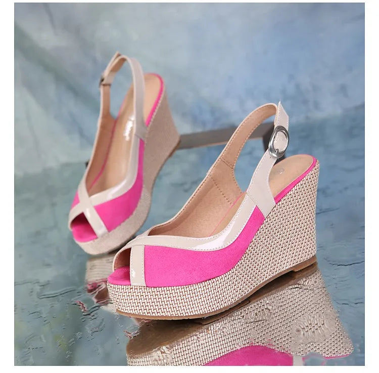 EAGSITY Platform peep toe suqare heel slip on pumps ankle strap sandals for women ladies high heel shoes party dacning
