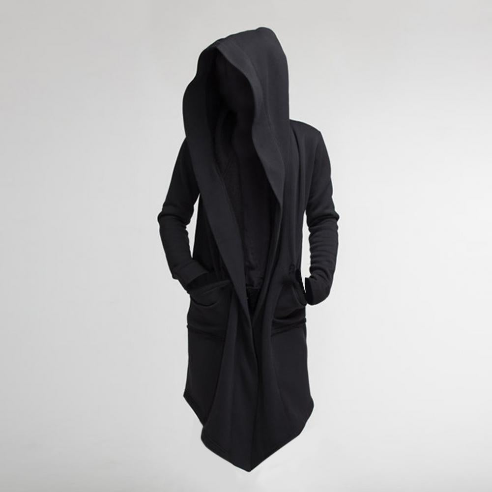 Men Coat Gothic Hooded Sweatshirts Black Gown Hip Hop Mantle Hoodies Fashion Open Jacket Long Sleeves Cloak Halloween Coats
