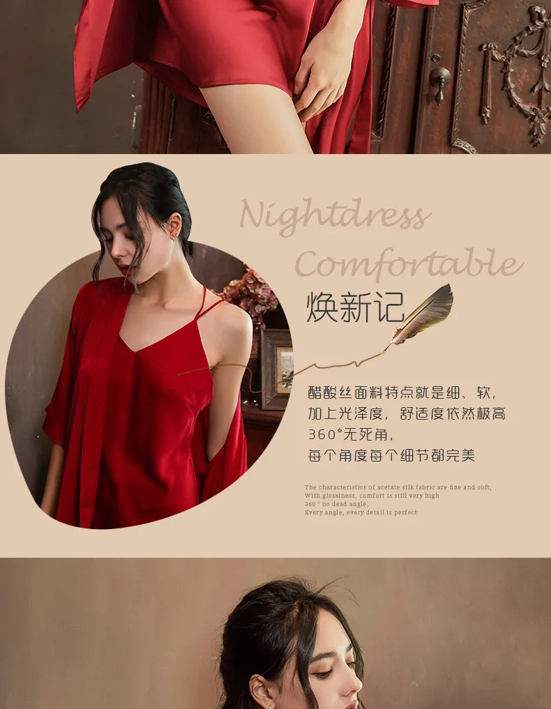 Nightgowns Women Soft V-neck Satin Sleeveless Sleepshirts Summer Sexy Sleepwear Lingerie Korean Style Fashion Nightdress Female