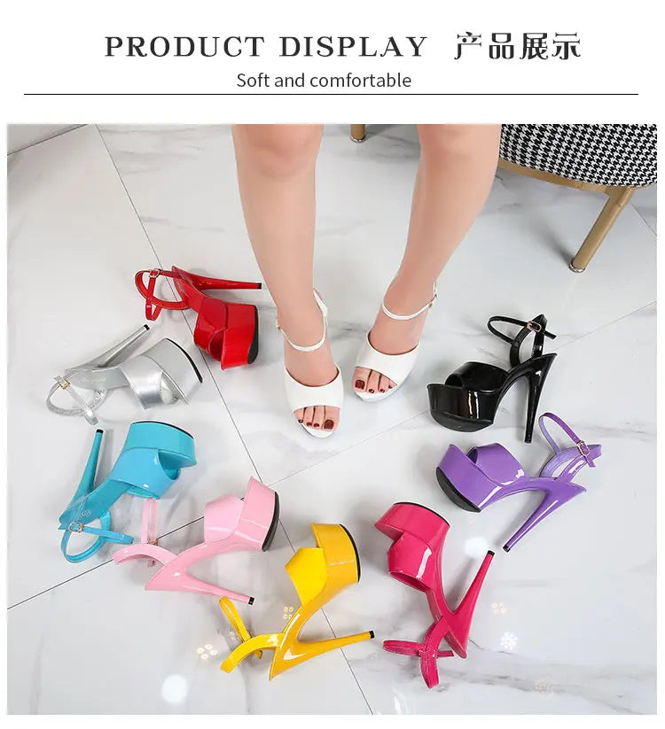 2022 Stripper Pole Dance Shoes High Heels Women Sexy Show Shoes Party Club 13 15 17CM Sandals Platform High-heeled Shoes Wedding