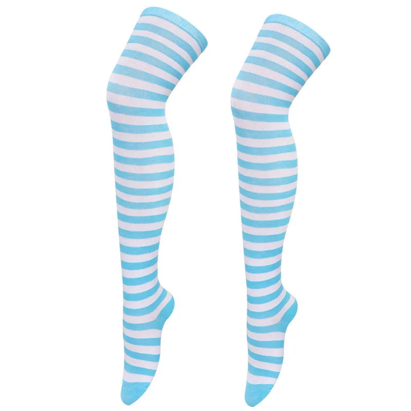 Sexy Women Underwear Set  Striped Bikini Thigh High Stocking Swimsuit Erotic Costumes Cosplay Japanese Anime Bra Briefs