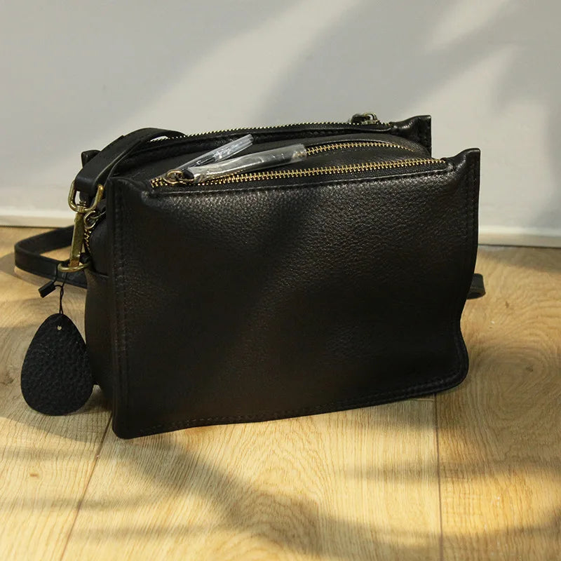 Brand Designer Handbags Small Women Bag Genuine Leather Flap Shoulder Bag Casual Three-layer zipper Ladies Crossbody Bags Female