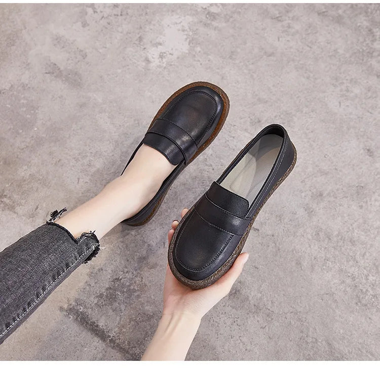 GKTINOO Shoes Women Spring 2026 New White Thick-Soled Ladies Sneakers Genuine Leather Casual Trend Girl Shoes Students Loafers