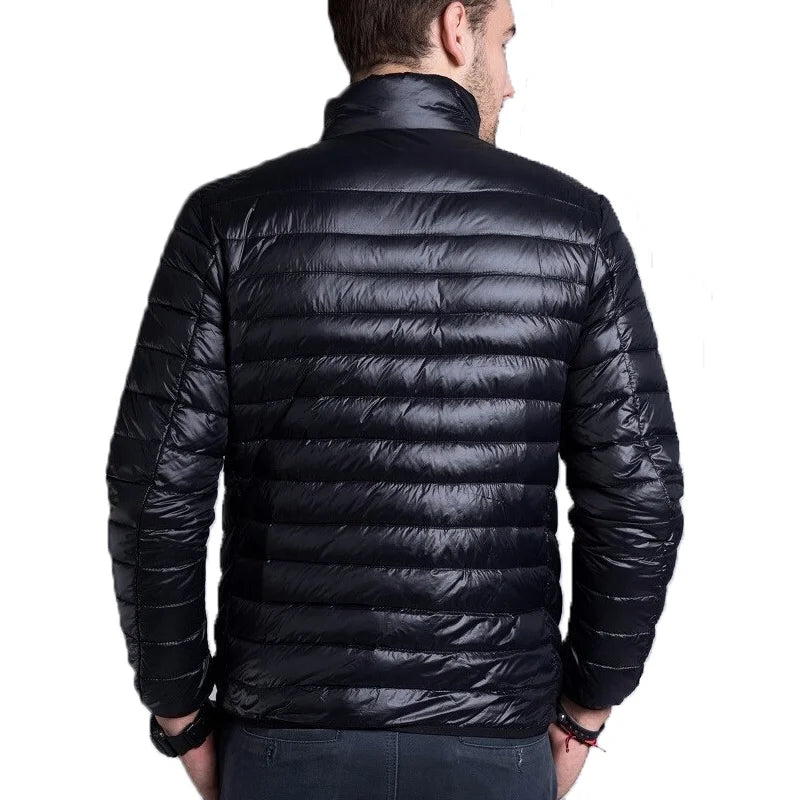Men's Winter Warm Jackets Streetwear solid Thin Down Jacket Slim Mens Ultra Light White Duck Lightweight parka Packable Coat 5XL
