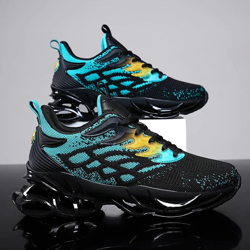 Brand Logo Custom Man Breathable Summer Casual Sock Sneakers Blank Knitted Mesh Blade Sports Walking Running Shoes for Men