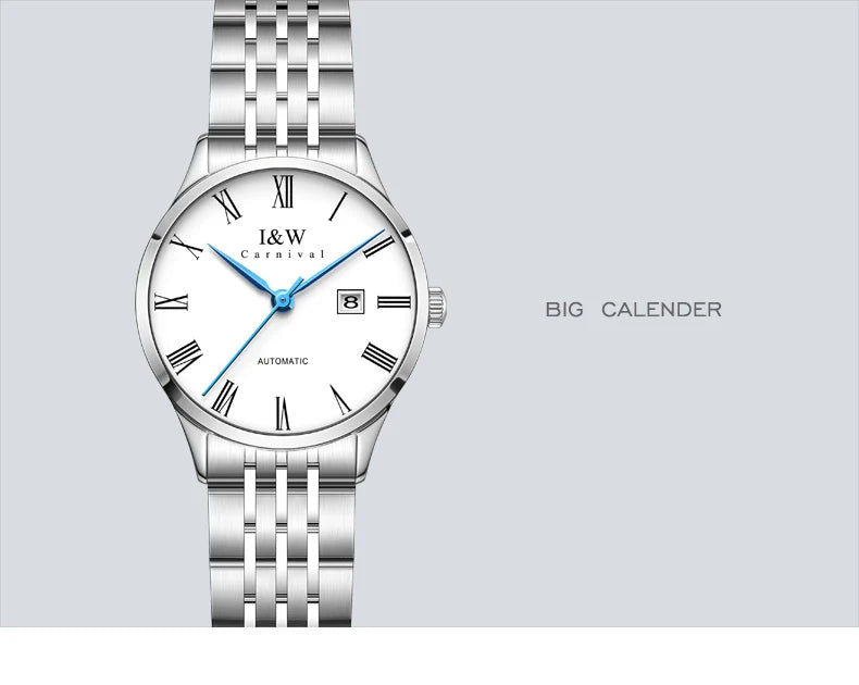 CARNIVAL Brand High-end IW Series Luxury MIYOTA Mechanical Watch for Women Stainless Steel Sapphire Mirror Automatic Watches