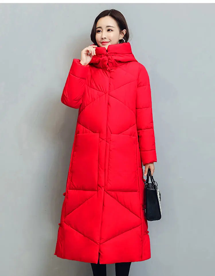 Winter Long Coat Women's 2025 Fashion New Thicken Cotton padded Warm Snow Outerwear Loose Female Windproof Hooded Jacket Parkas