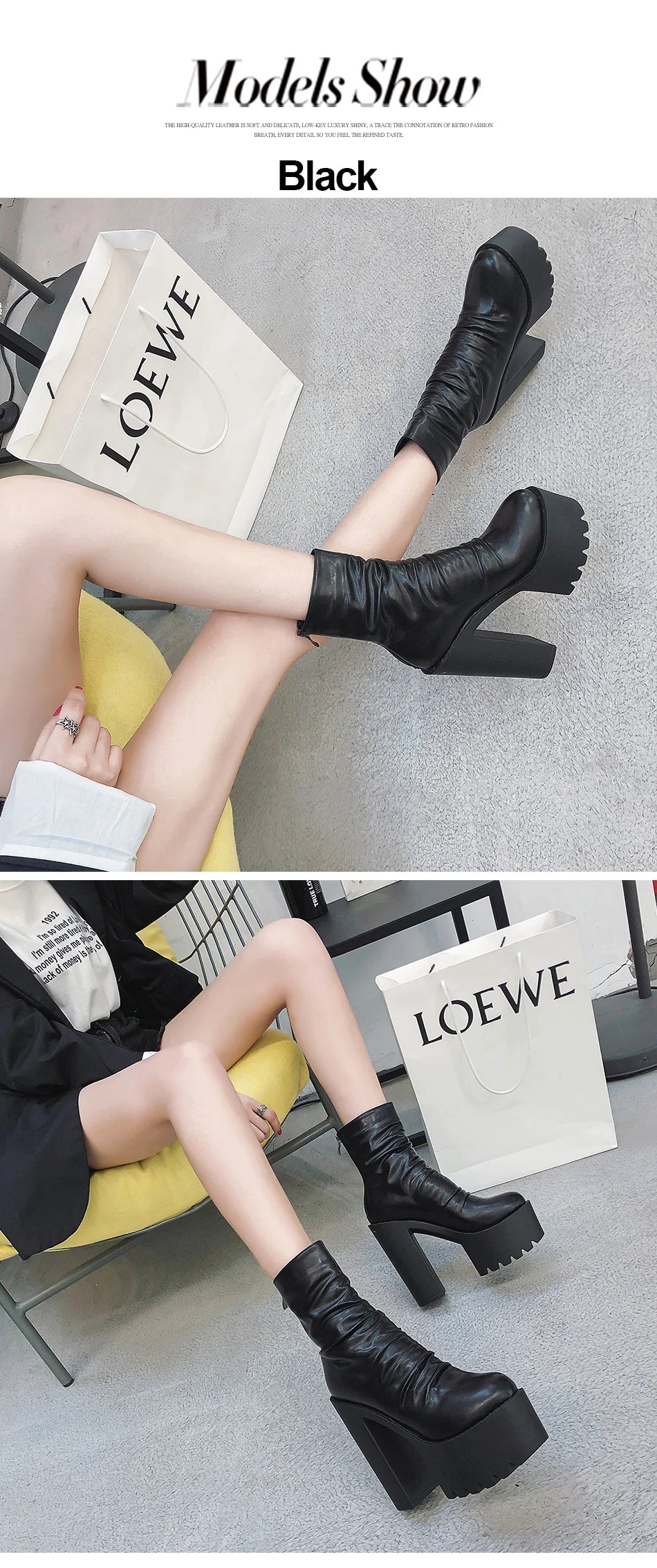 Platform Gothic Ankle Boots | Women's High Heel Short Boots