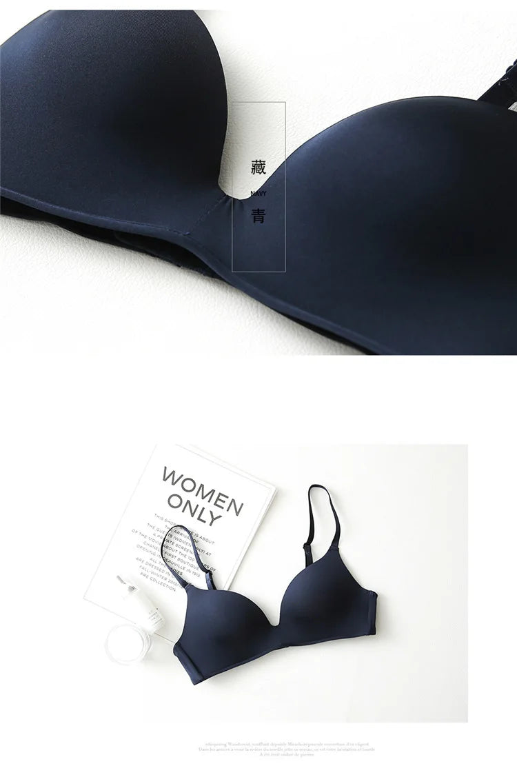 Thin Triangular Cup Bra Adjustable Shoulder Strap Gather Brassiere Wireless Anti-glare Bralette Seamless Sleeping Women Lingerie