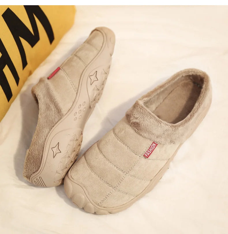 Winter Men Plus Size Leisure Indoor Plush Slippers Home Cotton Shoes Warm House Shoes Room Unisex Pantofole Peluche Invernali 48