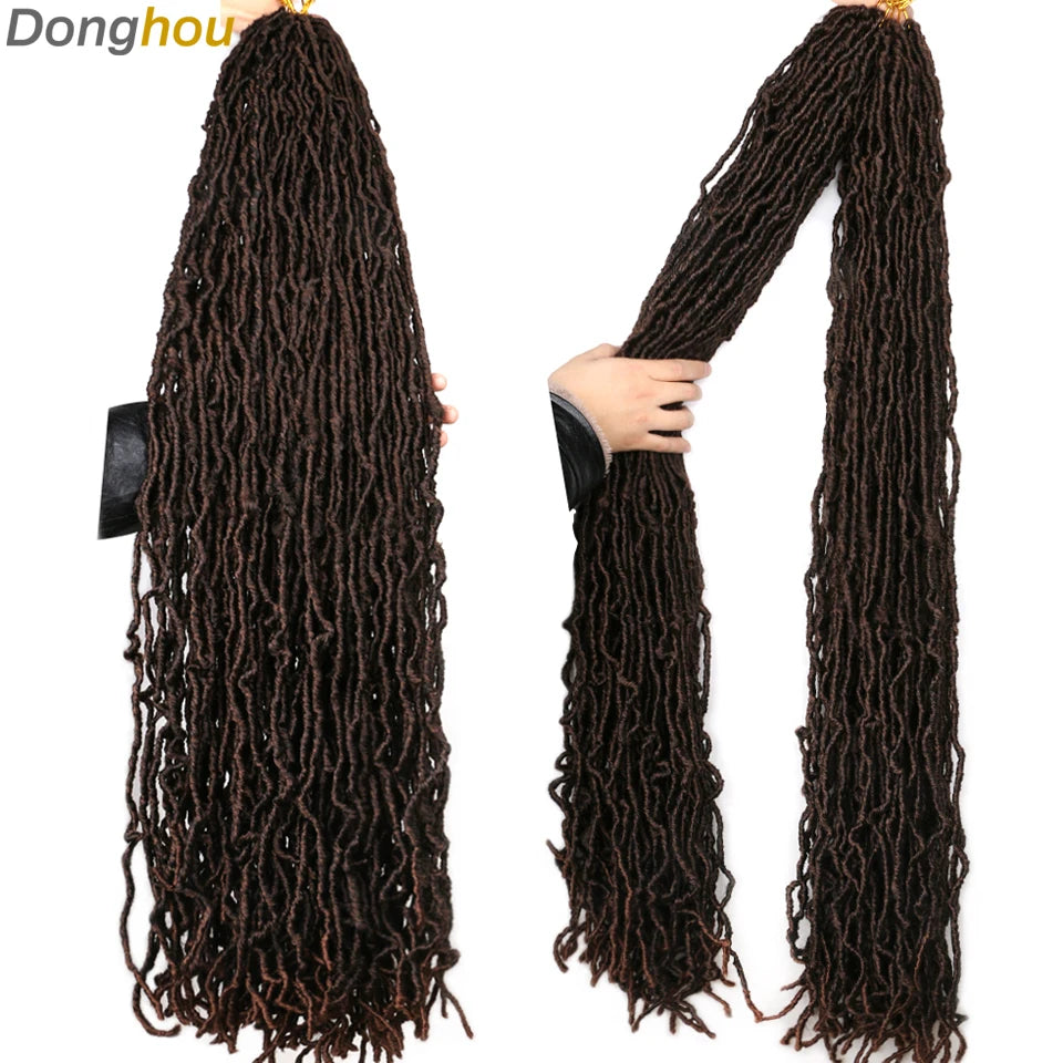 Long Goddess Faux Locks Crochet Braids Brown Blue 1B 30 350 Soft Locs Braiding Hair Synthetic Faux Locs Crochet Hair Extensions